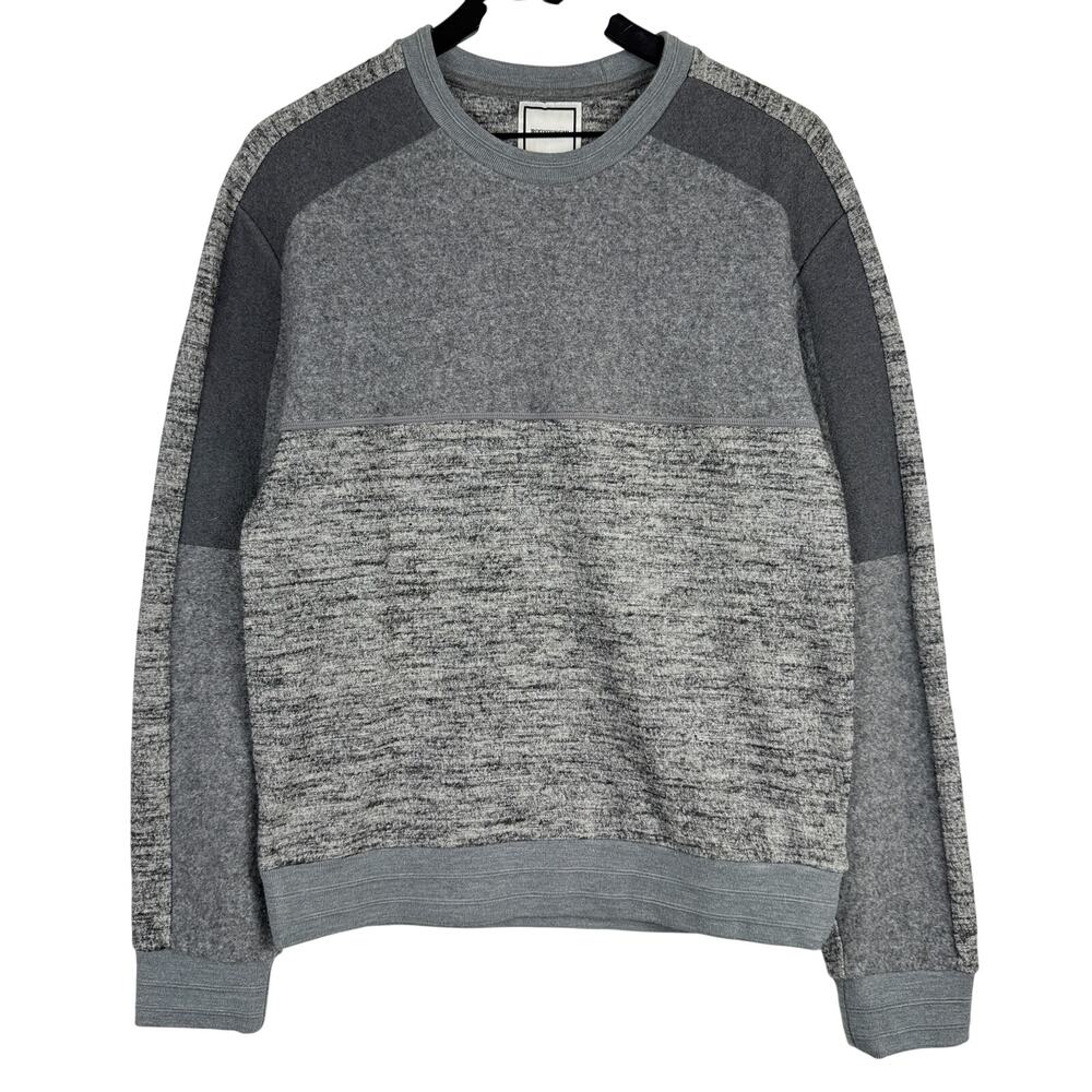 Wooyoungmi Paris Paneled Colorblock Sweater Crew Gray Wool - Size 48 US (2XL)